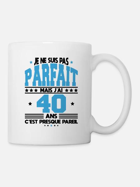 Anniversaire 40 ans - Pas parfait mais 40 ans - Mug blanc - blanc