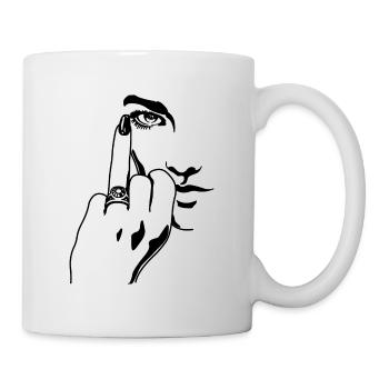 Lustige Mittelfinger Ehering Verlobung Geschenk - Tasse - Weiß - Rechts
