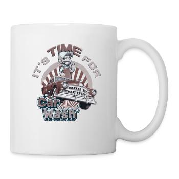 Il est temps pour le lavage de voiture - look vintage - Mug blanc - blanc - Droite