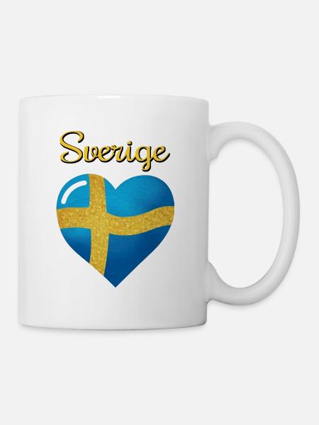 Sveriges flagga, die Flagge Schwedens in Form von - Tasse - Weiß