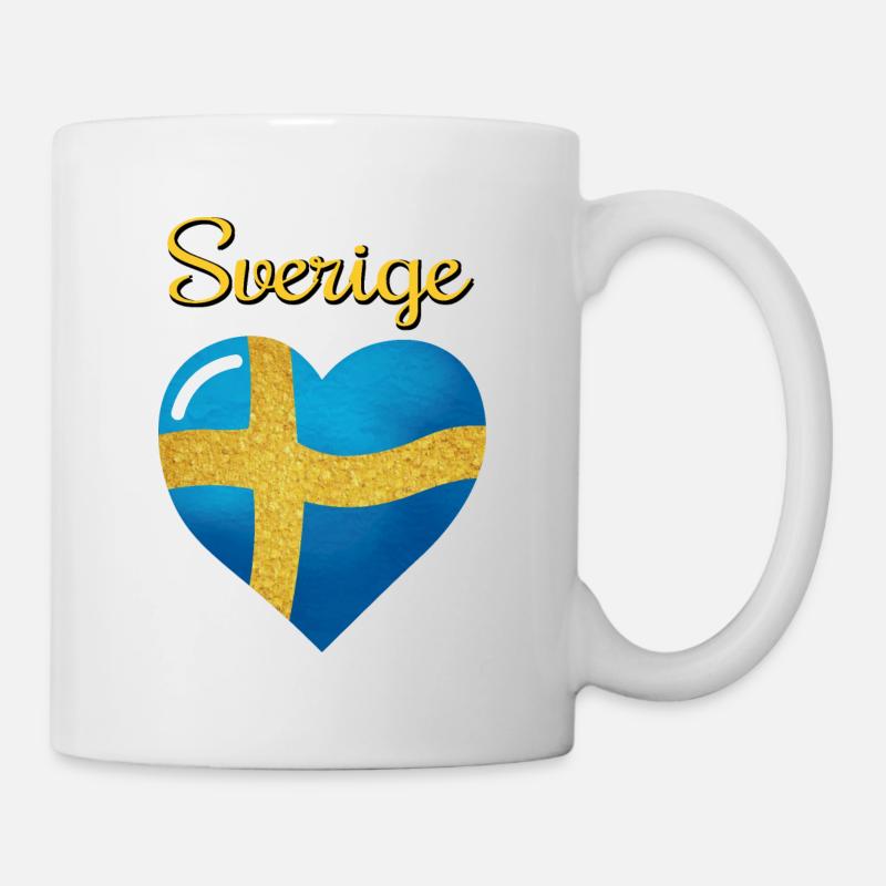 Sveriges flagga, die Flagge Schwedens in Form von - Tasse - Weiß