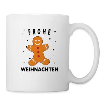 Merry Christmas Frohe Weihnachten süß Lebkuchen - Tasse - Weiß - Rechts