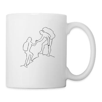 Hiking mountains drawn - Mug - white - Right