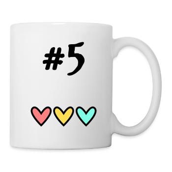 5. 5 JAHRE. 5-JÄHRIGES JUBILÄUM. GEBURTSTAG 5 JAHRE. 5 - Tasse - Weiß - Rechts