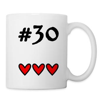 30 JAHRE. 30-JÄHRIGES JUBILÄUM. GEBURTSTAG 30 JAHRE. 30 - Tasse - Weiß - Rechts