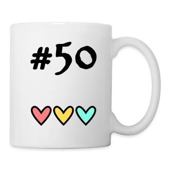 50 JAHRE. 50-jähriges Jubiläum. GEBURTSTAG 50 JAHRE. 50 - Tasse - Weiß - Rechts