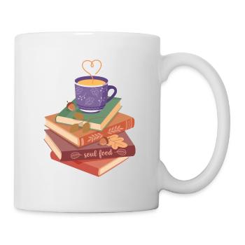 Tasse de thé sur une pile de livres - Mug blanc - blanc - Droite