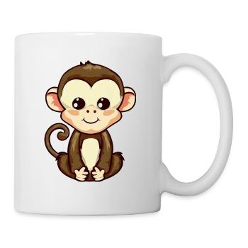 Monkey sitting, meditating and relaxing - Mug - white - Right