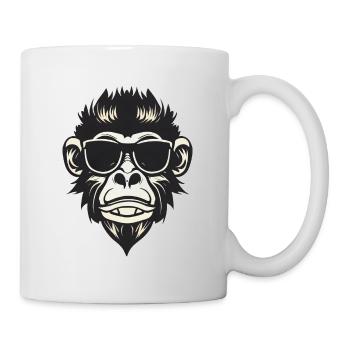 Cool monkey with sunglasses - Rock and Roll - Mug - white - Right