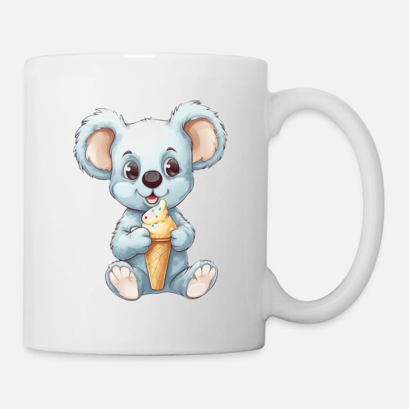 Koala Enjoys Ice Cream - Cute Animal Design - Mug - white