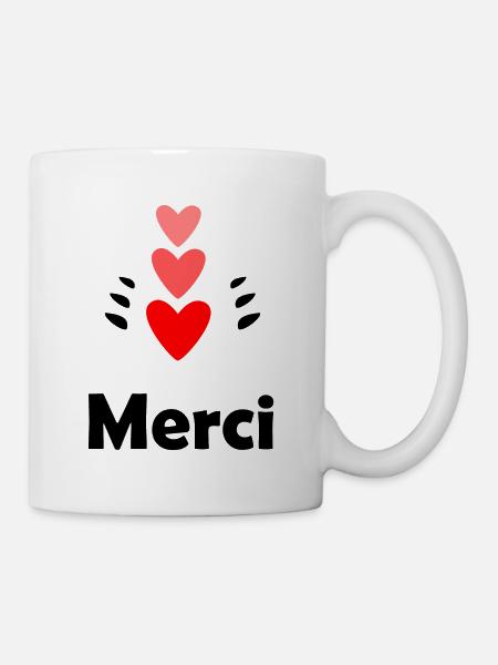 MERCI. THANKS. THANK YOU. ANNIVERSAIRE. NAISSANCE. - Mug blanc - blanc