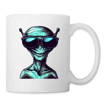 Cool Green Alien with Sunglasses - Mug - white - Right