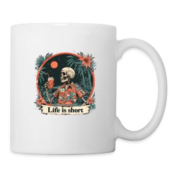 Squelette sur la plage sous les palmiers en vacances - Mug blanc - blanc - Droite