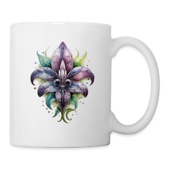 Fleur de Lys, Lily, Mardi Gras, France Coat of Arms - Mug - white - Right
