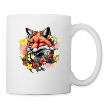 Fuchs,blumen,blumenkranz,Ornament - Tasse - Weiß - Rechts