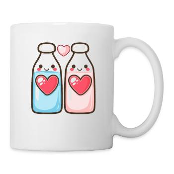 Milch Paar Liebe Herz Valentinstag - Tasse - Weiß - Rechts