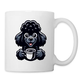 Pudel und Kaffee Frühaufsteher Motiv - Tasse - Weiß - Rechts