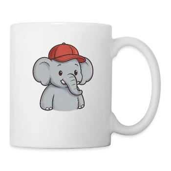 Éléphant avec bonnet rouge – Cute Street Style - Mug blanc - blanc - Droite