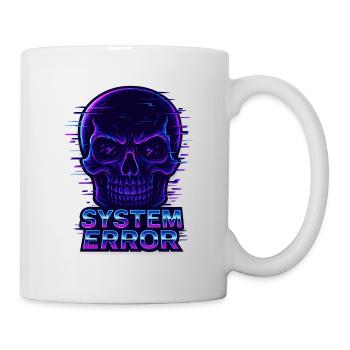 Neon Glitch Schädel mit Systemfehlertext - Tasse - Weiß - Rechts