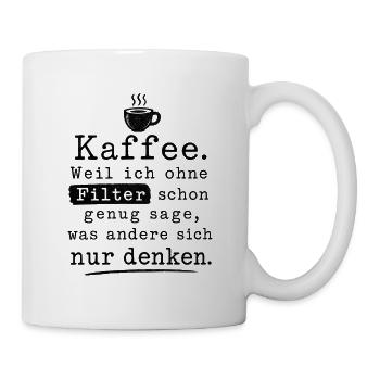 Kaffeezitat Morgentraum vs Koffein - Tasse - Weiß - Rechts