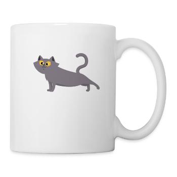 Graue Katze Stretching - Tasse - Weiß - Rechts