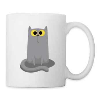 Graue Katze sitzen - Tasse - Weiß - Rechts