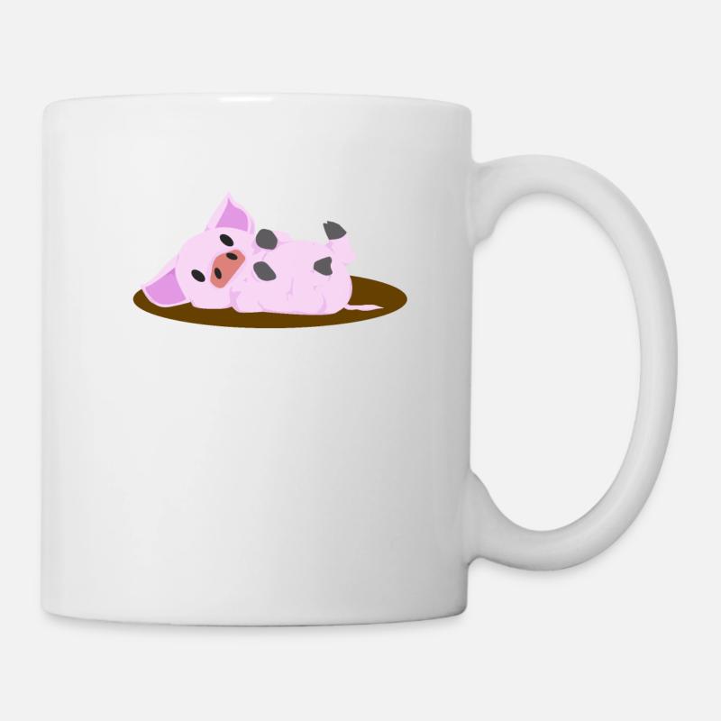 Rosa Schwein Lying - Tasse - Weiß