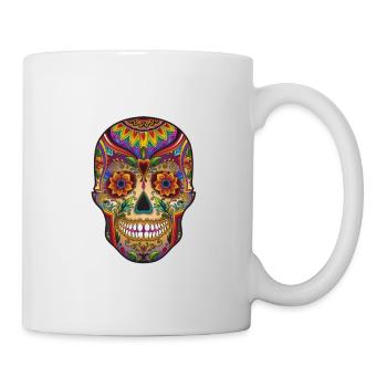 Crâne avec visage coloré - Mug blanc - blanc - Droite