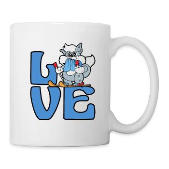 Rabbit hare skier skiing winter sport snow - Mug - white - Right