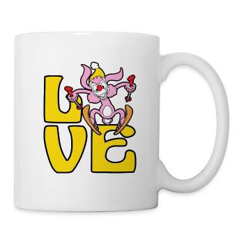 Rabbit hare skier skiing winter sport snow - Mug - white - Right