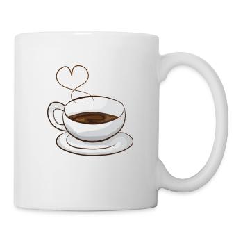 Herz-Kaffee-Karikatur - Tasse - Weiß - Rechts