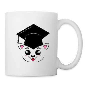 Graduating cat cartoon - Mug - white - Right