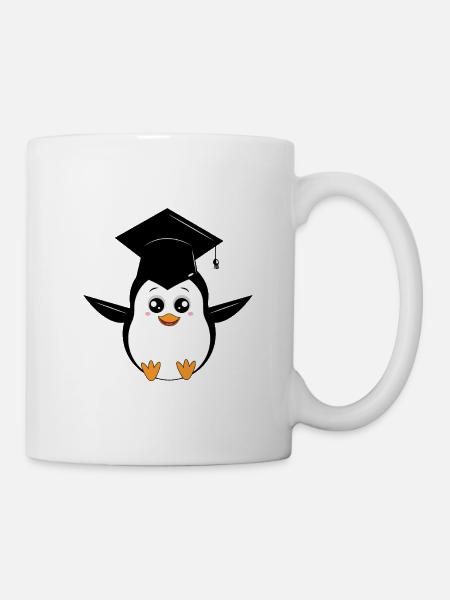 Cute Graduating Penguin Cartoon - Mug - white