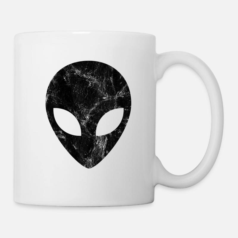Alien, Tête, Emoji, Style grunge - Mug blanc - blanc