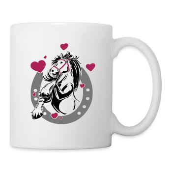 Hufeisen Pferd lustig Geschenkidee Reitverein Ross - Tasse - Weiß - Rechts