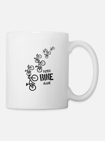 jamais vélo seul vélo t-shirt triathlon - Mug blanc - blanc