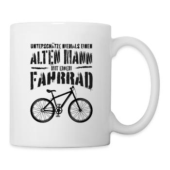 Alter Mann • Fahrrad | Vintage Retro Style - Tasse - Weiß - Rechts