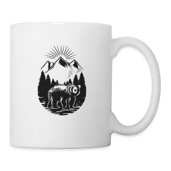 Bear in the forest with mountains - Mug - white - Right