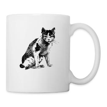 Cat Sketch - Black / White Illustration - Stickers - Mug - white - Right