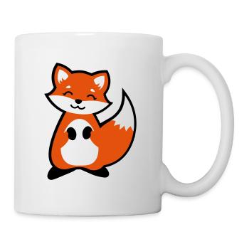 Niedlicher Fuchs Tierkind / Cute fox animal child - Tasse - Weiß - Rechts