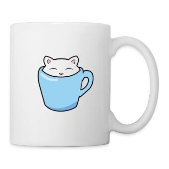 Cute kitten sitting in a blue cup of coffee - Mug - white - Right