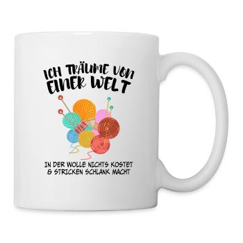 Wolle stricken Hobby Handarbeit Geschenk - Tasse - Weiß - Rechts