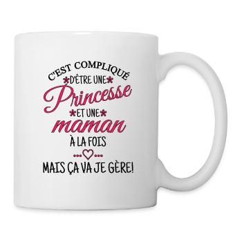 Princesse et maman c'est compliqué. Fête des mères - Mug blanc - blanc - Droite