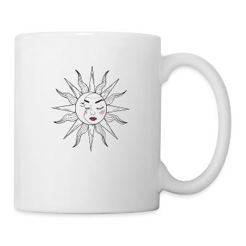 Soleil et lune avec le visage cadeau - Mug blanc - blanc - Droite