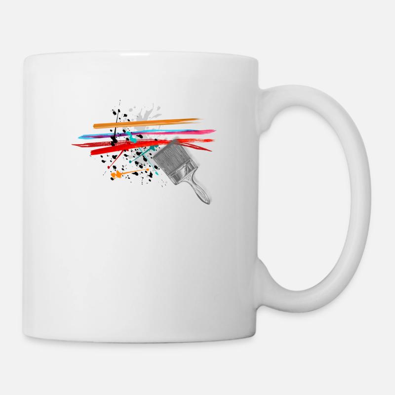 Farbe Pinsel Malen Maler Kleckse - Tasse - Weiß