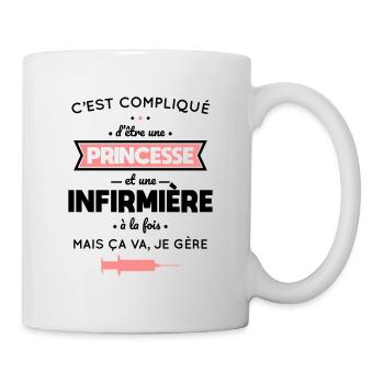 Compliqué d'être une princesse et une infirmière - Mug blanc - blanc - Droite