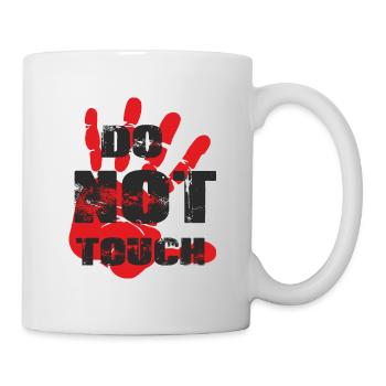 red hand, stop, do not touch - Mug - white - Right