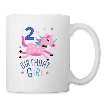 2. Geburtstag Mädchen 2 Jahre Licorn Einhorn - Tasse - Weiß - Rechts
