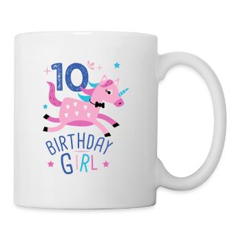 10. Geburtstag Mädchen 10 Jahre Licorn Einhorn - Tasse - Weiß - Rechts