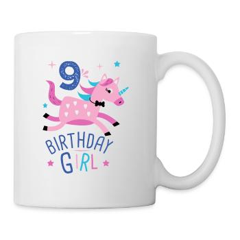 9. Geburtstag Mädchen 9 Jahre Licorn Einhorn - Tasse - Weiß - Rechts
